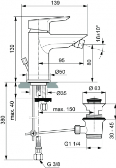 Ideal Standard TESI bidetová baterie A6579 AA