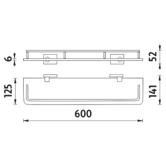 NIMCO KEIRA KE22091AX-60-26 police sklo zakulacené s ohrádkou 60 cm