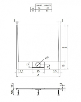 Teiko DANTE-K Sprchová vanička 100x100x3, litý mramor bílá