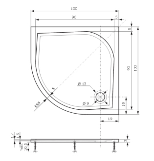 Teiko VIRGO Sprchová vanička 100x100x3, litý mramor bílá