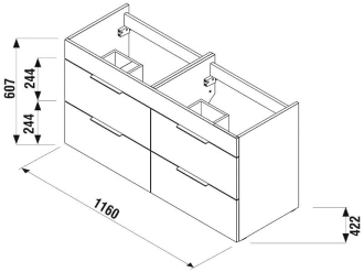 JIKA Cube skříňka 4zás+umyv.120 bílá, úchytky antracit H4536621763001
