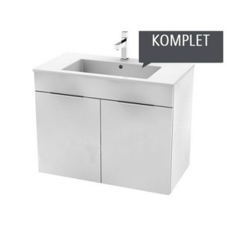 JIKA Cube skříňka 2dveře+umyv.80 bílá, úchytky antracit H4537521763001