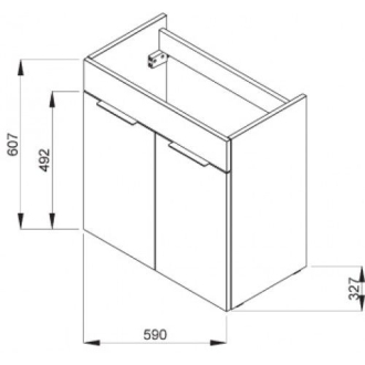 JIKA Cube skříňka 2dveře+umyv.60 bílá, úchytky antracit H4536311763001