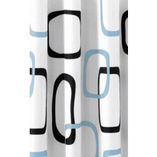 Sprchový závěs 180x200cm, polyester, bílá/černá/modrá