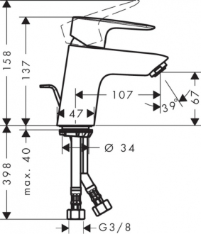 Hansgrohe HG248 / MY SPORT umyvadlová s výpustí  SIKOBHGMS275