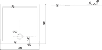 JIKA Padana vanička z litého mramoru 90x90x3cm, bílá H2119320000001