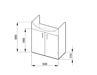 JIKA Lyra pack skříňka závěsná s umyvadlem 65cm, bílá H4519614323001