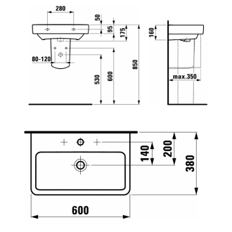 LAUFEN PRO S Compact umyvadlo 60x38  H8.1895.9.000.104.1