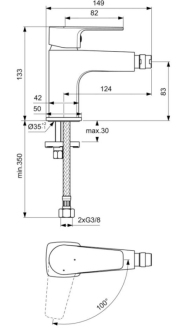 Ideal Standard ESLA BC227AA bidetová baterie bez výpusti