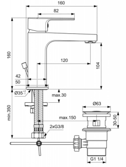 Ideal Standard ESLA BC224AA umyvadlová baterie s výpustí