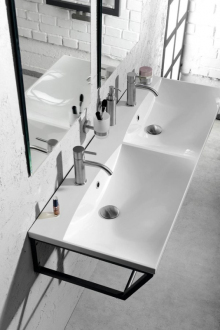 MARIA dvojumyvadlo 120x46cm, litý mramor, bílá MA120