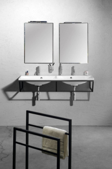 MARIA dvojumyvadlo 120x46cm, litý mramor, bílá MA120