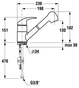 JIKA Lyra dřezová baterie ramínko 21cm, chrom H3512710042001