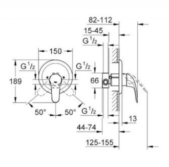 Grohe Euroeco sprchová baterie, podomítková, vč. podom. tělesa G32742000