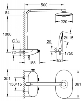 GROHE Rainshower 26250LS0 Sprchový systém  SmartControl s termostatickou baterií, bílá