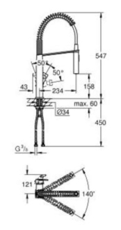 GROHE EUROCUBE 31395000 dřezová baterie s vytahovací sprškou