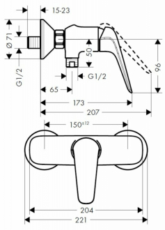 Hansgrohe HG288 sprchová, nástěnna bez sprch. setu SIKOBHGN268