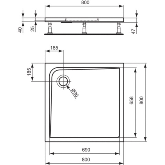 Ideal Standard ULTRA FLAT sprchová vanička  K 5172 01 čtverec 80x80