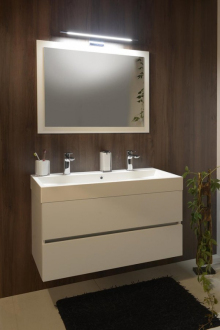 ORINOKO umyvadlo 100x42cm, 2 otvory pro baterii, litý mramor, bílá
