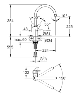 GROHE EUROSTYLE Cosmopilitan 33975004 dřezová stojánková baterie chrom