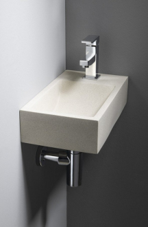 CREST R AR413 betonové umyvadlo včetně výpusti, 40x22 cm, bílý pískovec