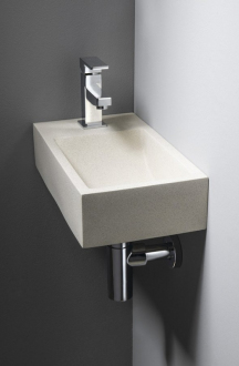 CREST L AR410  betonové umyvadlo včetně výpusti, 40x22 cm, bílý pískovec