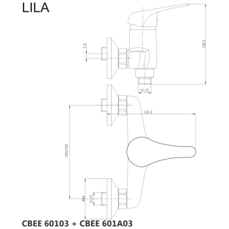 Mereo Lila sprchová baterie nástěnná 100 mm bez příslušenství CBEE601A03