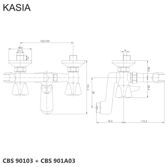 Mereo Kasia vanová baterie nástěnná 150 mm bez příslušenství CBS90103