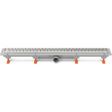 Podlahový linear. žlab 650 mm,boční D40,medium mat s nerez. rámečkem CH 650 MN 1