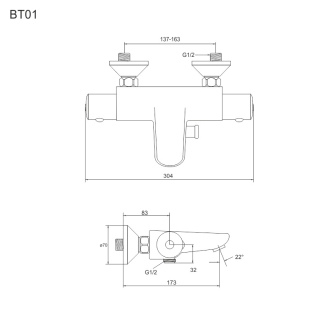 Mereo Vanový set: termostatická baterie + sprch.souprava CB469D BTV01