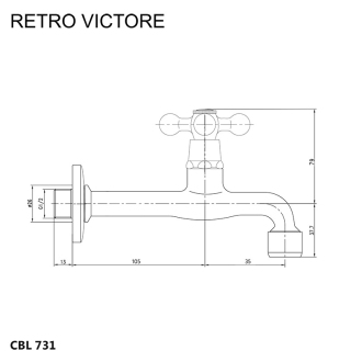 Mereo Retro Viktorie nástěnný kohoutek CBL731