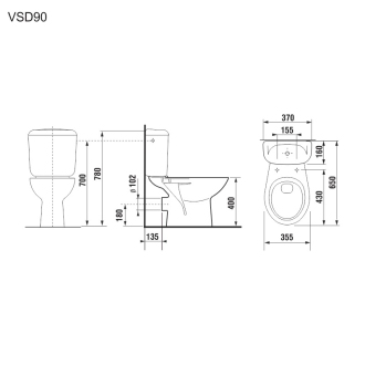 Mereo WC Kombi, zadní odpad, dvojité splachování, včetně sedátka VSD90 (H8602760007871)