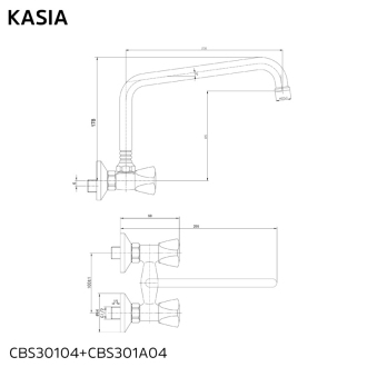 Mereo Kasia dřezová baterie nástěnná 100 mm, s U ramínkem CBS301A04