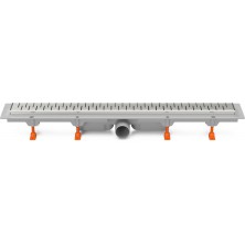 Podlahový linear. žlab 650 mm,boční D50,medium lesk,nerez rámeček CH 650/50 MN