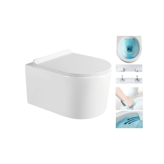 MEXEN SOFIA závěsný klozet Rimless+ WC sedátko Slim SoftClose duroplast, bílá