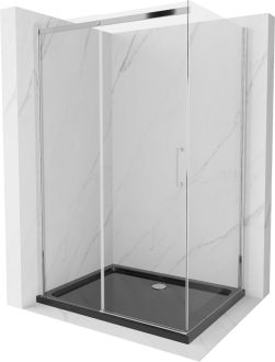 Mexen Omega sprchový kout 100x90, transp., chrom + vanička, černá 825-100-090-01-00-4070