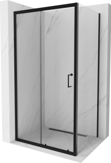 Mexen Apia výsuvná sprchová kabina 135 x 90 cm, průhledná, černá - 840-135-090-70-00