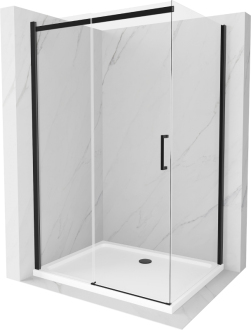Mexen Omega sprchový kout 120x100, transp., černá + vanička, bílá 825-120-100-70-00-4010B