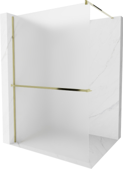 Mexen KIOTO+ zástěna Walk-in s policí a držákem 70x200 cm, mráz 8, zlatá 800-070-121-50-30
