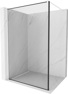 Sprchová stěna Mexen Kioto 70x200 cm, transparent/černý vzor 8, bílá 800-070-101-20-70