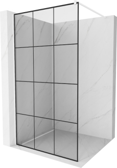Sprchová stěna Mexen Kioto 100x200 cm, transparent/černý vzor 8, bílá 800-100-101-20-77