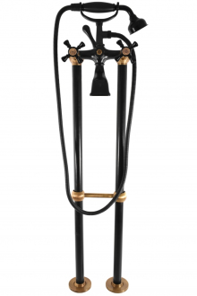 RAV SLEZÁK MORAVA Baterie vanová vysoká, volně stojící-černá mat/st.mosaz MK350.5/2CMATSM