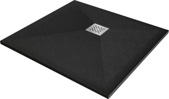 Mexen Stone+ čtvercová kompozitová sprchová vanička 90 x 90 cm, černá - 44709090