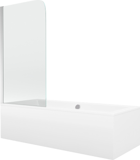 Mexen Cube vana 170x80cm panel + zástěna 80 cm, transparent, chrom 550517080X9008010100