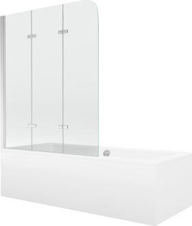 Mexen Cube vana 170x80cm panel + zástěna 120 cm, transparent, chrom 550517080X9012030100