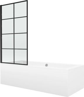 Mexen Cube vana 170x80 cm s panelem a zástěnou 80 cm, černý vzor 550517080X9308017077