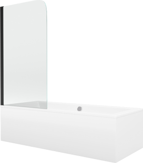 Mexen Cube vana 180x80cm panel + zástěna 70 cm, průhledná, černá 550518080X9007017000