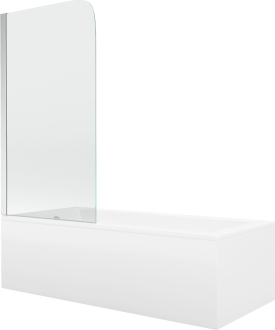 Mexen Cubik vana 150x70cm panel + zástěna 70 cm, transparent, chrom 550315070X9007010100