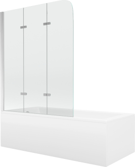 Mexen Cubik vana 150x70cm panel + zástěna 120 cm, transparent, chrom 550315070X9012030100