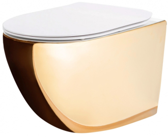 REA Závěsné WC Carlo Rimless Duroplast/Slim Gold White REA-C0669